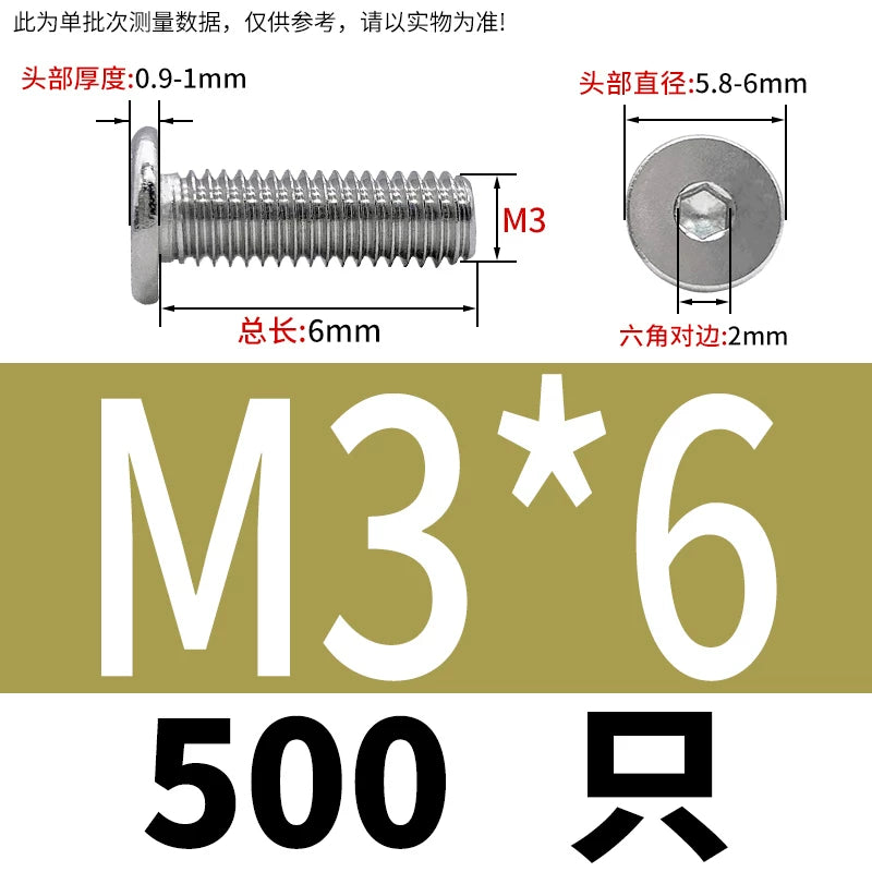 10.9 / 304 Stainless Steel Black Hex Screw CM Ultra-Thin Large Flat Head Low Profile C-Head Flat Shank M1.6-M12