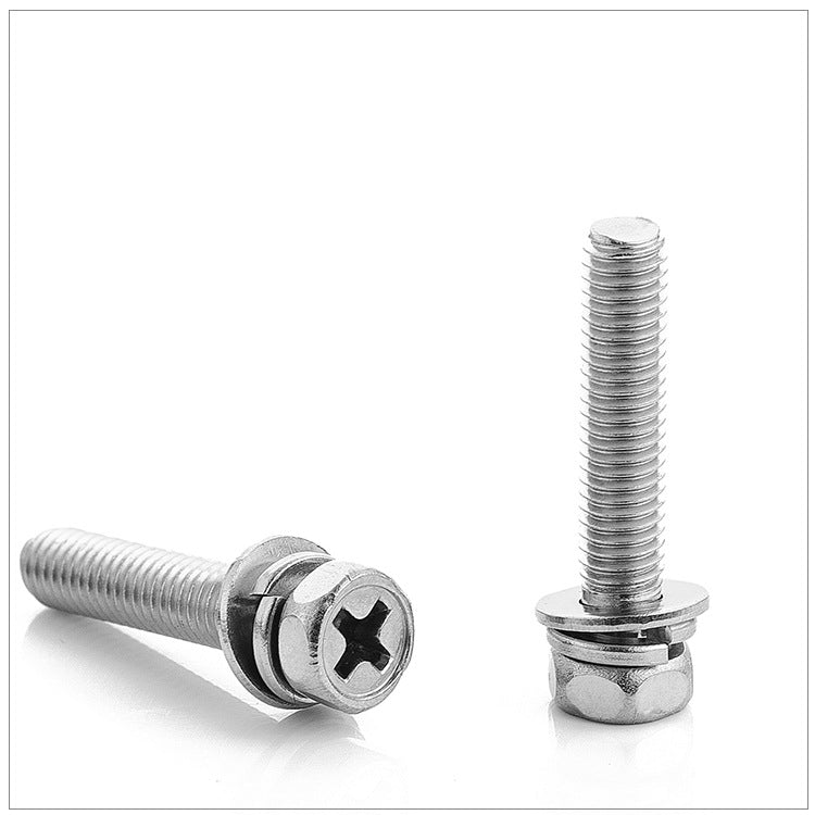 M3/M4/M5/M6 Carbon Steel Nickel Plated Cross Cave Outer Hexagon Combination Screw Three Combination Screw Combination Bolt  for Industrial & Construction Use