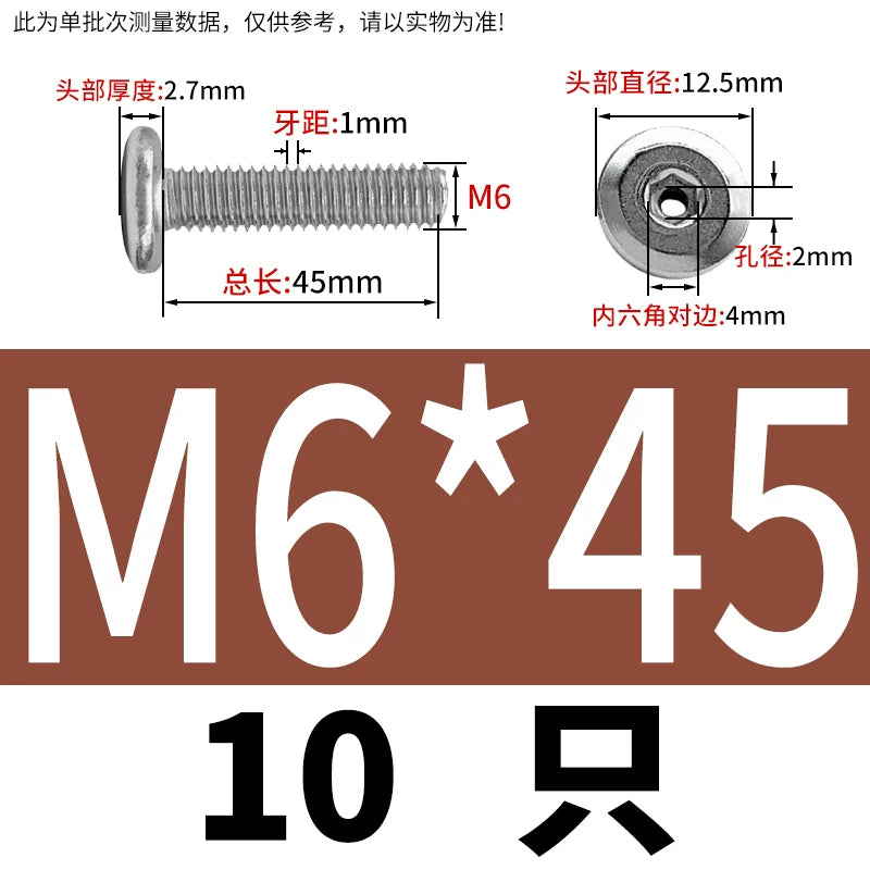 Thin Head Hex Socket Hollow Screws with Chamfered Edge, 304 Stainless Steel Vented Bolts