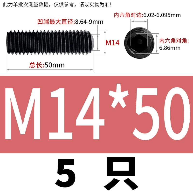 DIN916/GB80 M1.6-M24 Concave End Screw | 12.9 Grade Hex Socket Headless Industrial Set Screw