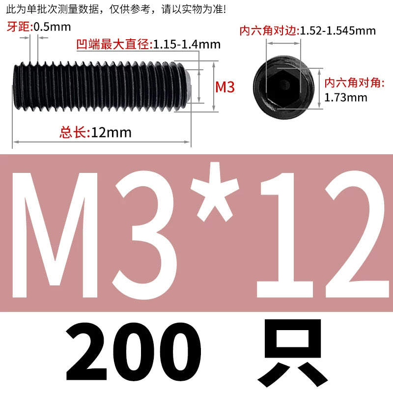 DIN916/GB80 M1.6-M24 Concave End Screw | 12.9 Grade Hex Socket Headless Industrial Set Screw