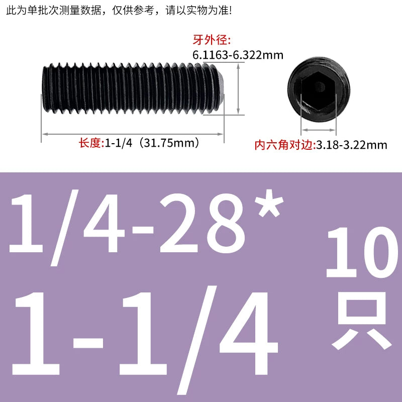 2 #-3/4UNC/UNF Grade 12.9 Screw Imperial Concave End Hex Headless Machine Rice Stop Screw