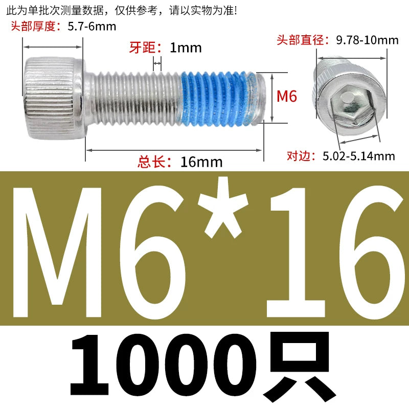 DIN912 Screw M1.4-M24  304 Stainless Steel Cup Head Hex Socket Coated Anti-Loose Bolt