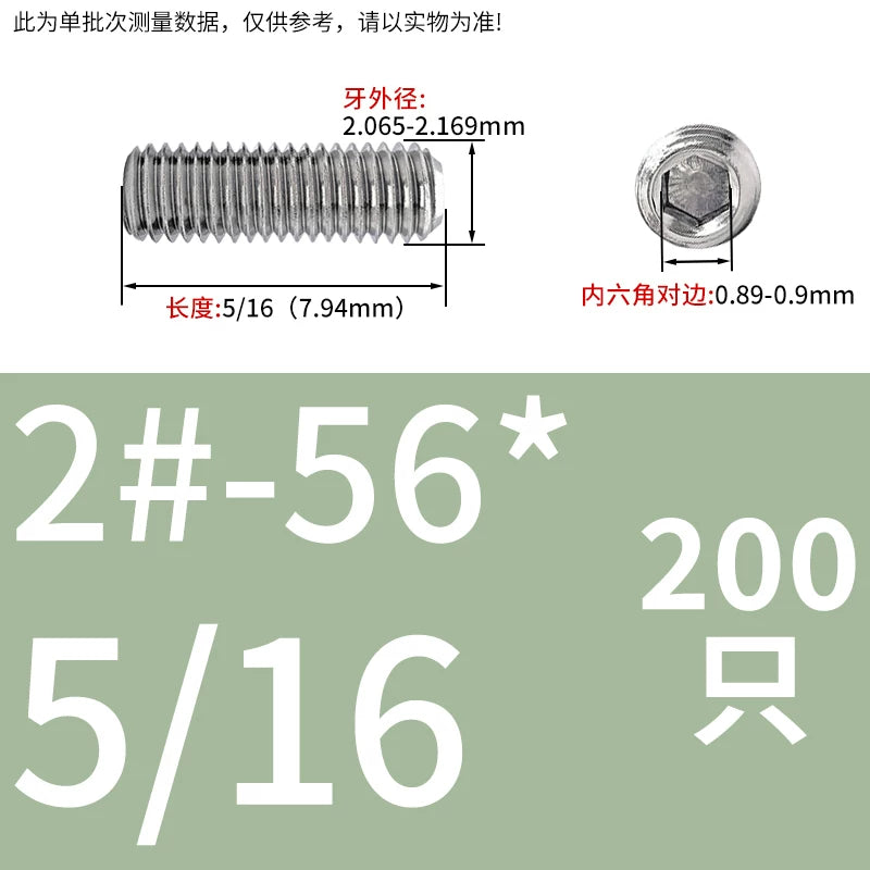 UNC/UNF Stainless Stee Set Screw Inch Headless Hex Socket Concave End Coarse/Fine Thread Screw