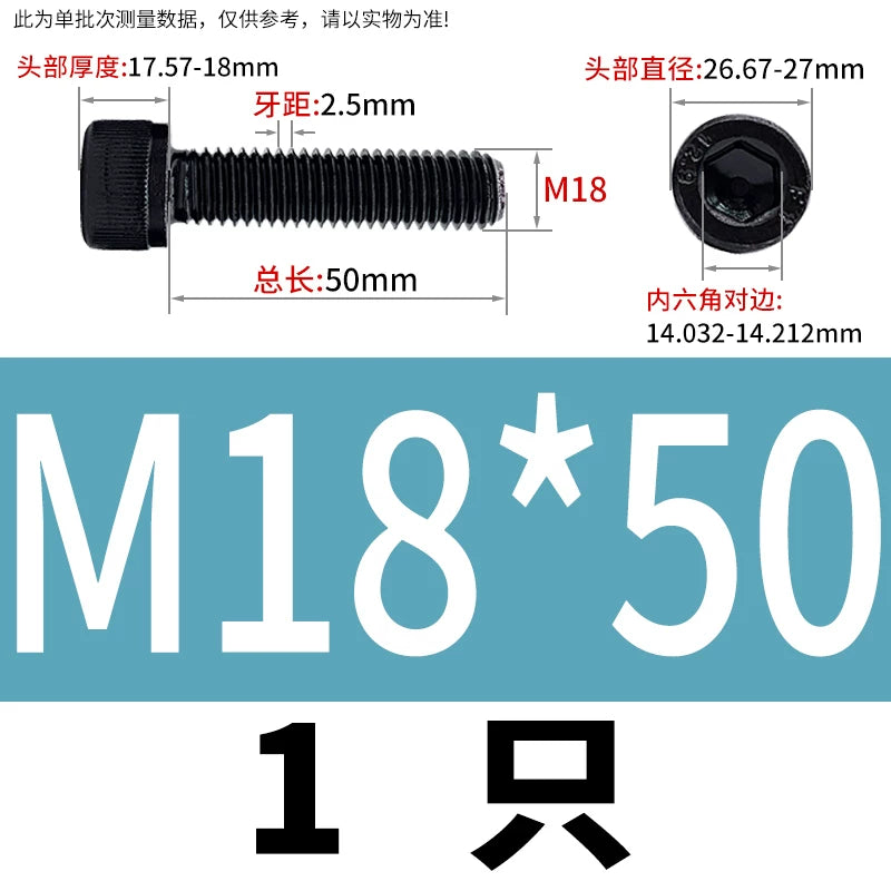 DIN912  M18-M27 Grade 12.9 Machine Screw M18-M27 Knurled Cup Head Hex Socket Full Thread Alloy Steel Fastener
