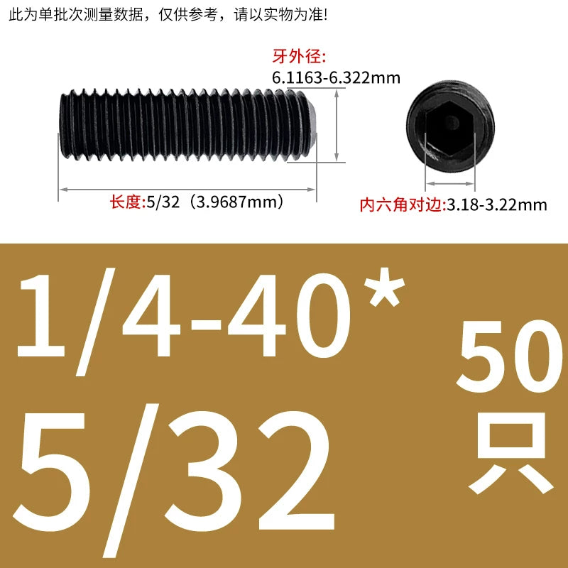 2 #-3/4UNC/UNF Grade 12.9 Screw Imperial Concave End Hex Headless Machine Rice Stop Screw