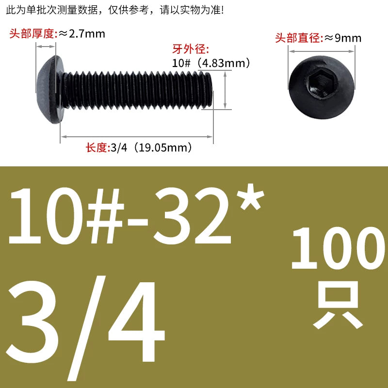 10.9 Grade UNC/UNF/BSW Screw Round Mushroom Cup Head Hex Machine Screw