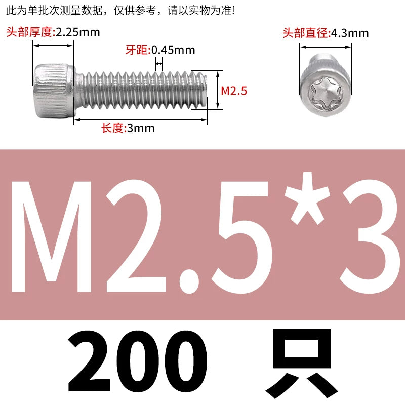 M2 & M3 Black 304 Stainless Steel Torx Socket Head Cap Screws | Knurled ISO 14580