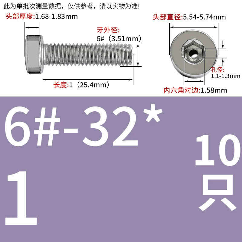 UNC/UNF 304 Imperial Screw Hex Low Head Hollow Exhaust Threading Thin Head Fastener