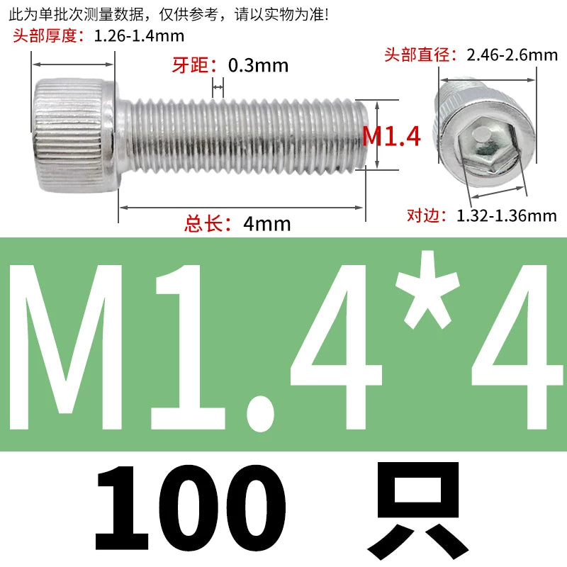DIN912 M1.4 M2.5 M3.5-M6 304 Stainless Steel Screw Super Long Machine Screw Cup/Cylindrical Head Hexagon