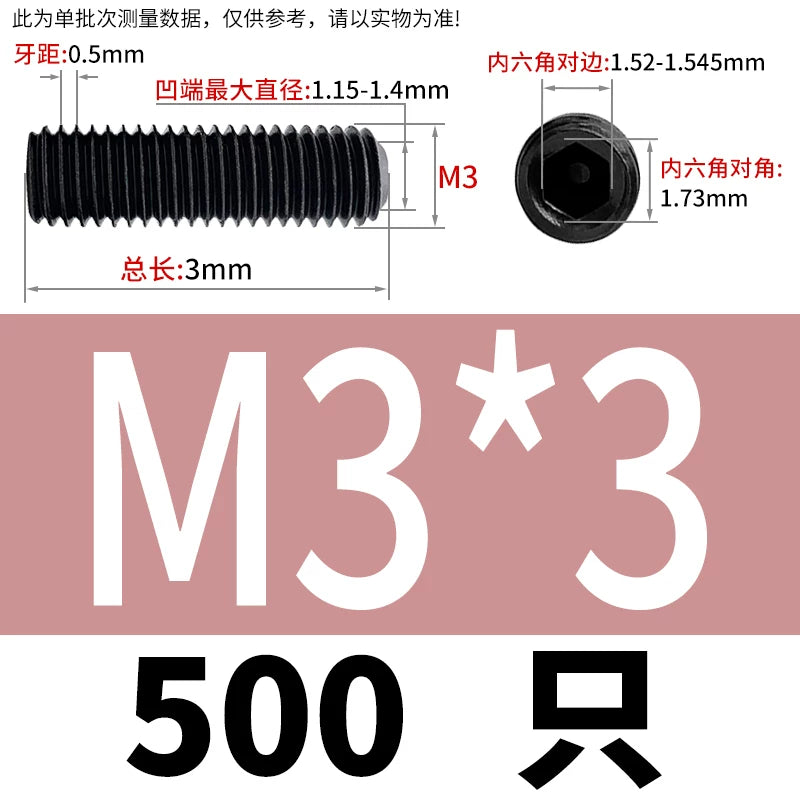 DIN916/GB80 M1.6-M24 Concave End Screw | 12.9 Grade Hex Socket Headless Industrial Set Screw