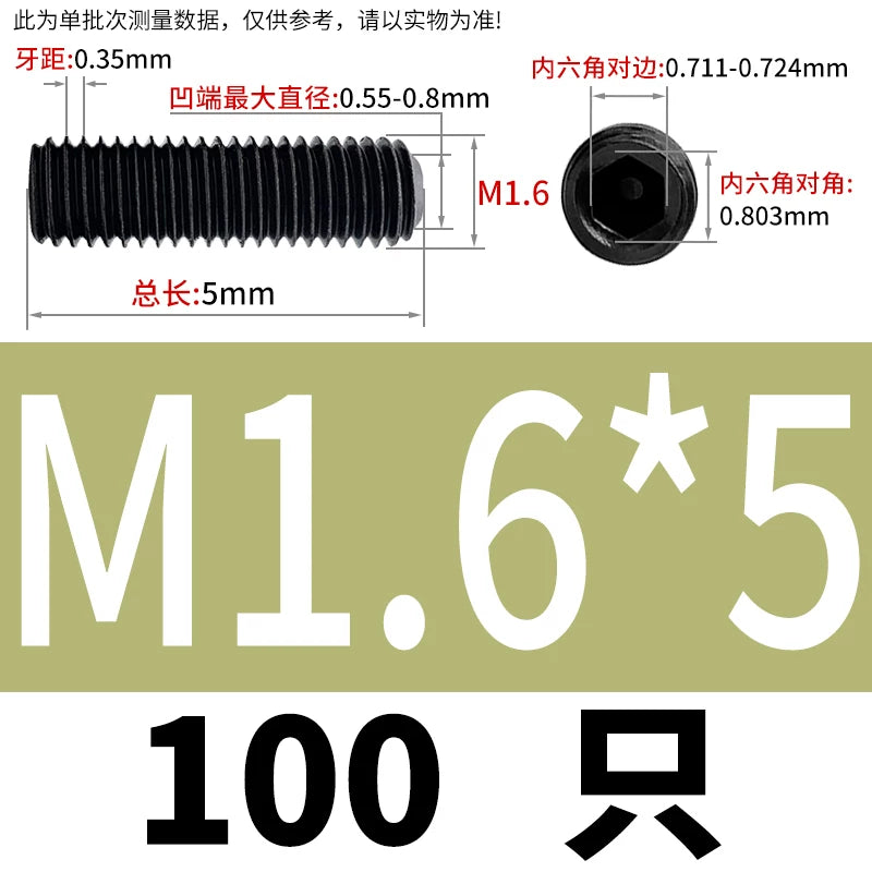 DIN916/GB80 M1.6-M24 Concave End Screw | 12.9 Grade Hex Socket Headless Industrial Set Screw