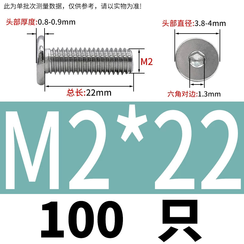 10.9 / 304 Stainless Steel Black Hex Screw CM Ultra-Thin Large Flat Head Low Profile C-Head Flat Shank M1.6-M12