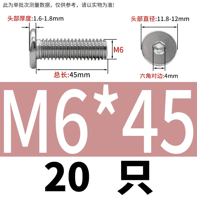 10.9 / 304 Stainless Steel Black Hex Screw CM Ultra-Thin Large Flat Head Low Profile C-Head Flat Shank M1.6-M12