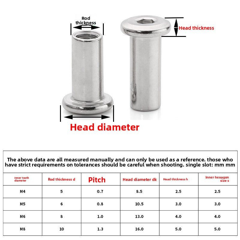 M3M4M5M6 304 stainless steel chamfered splint nut flat head hexagonal lock furniture nut splint nut for Cabinet & Furniture Assembly
