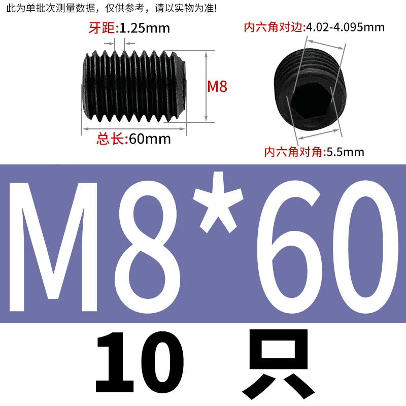 DIN913/GB77 12.9 Grade Set Screw Hex Socket Headless Flat End Fastener M2.5-M16