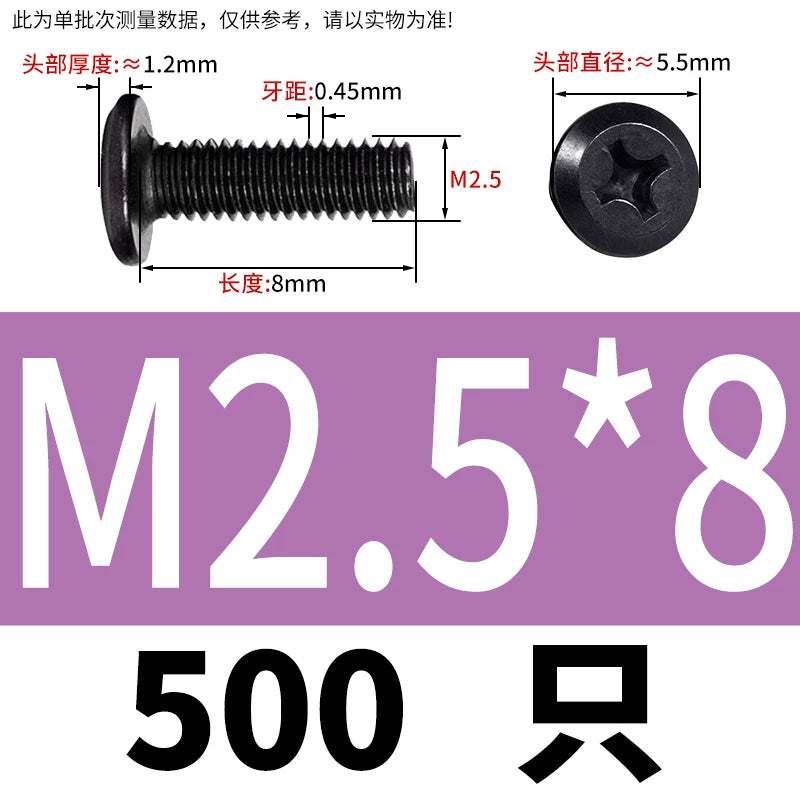 M2-M12 304 Black Stainless Steel Screw Chamfered Cross Large Flat Head Furniture Pair Lock Fastener