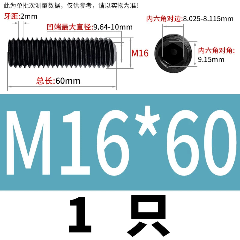 DIN916/GB80 M1.6-M24 Concave End Screw | 12.9 Grade Hex Socket Headless Industrial Set Screw