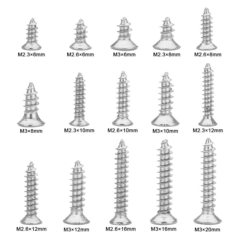 Carbon steel nickel-plated self-tapping screws set Cross slot countersunk self-tapping screws Household screws Boxed screws for Household Repair