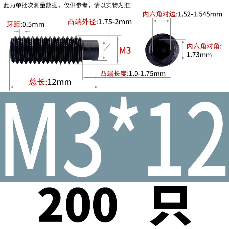GB79/DIN915 M2.5-M16 Convex End Screw 12.9 Grade Hex Socket Cylindrical Headless Industrial Set Screw