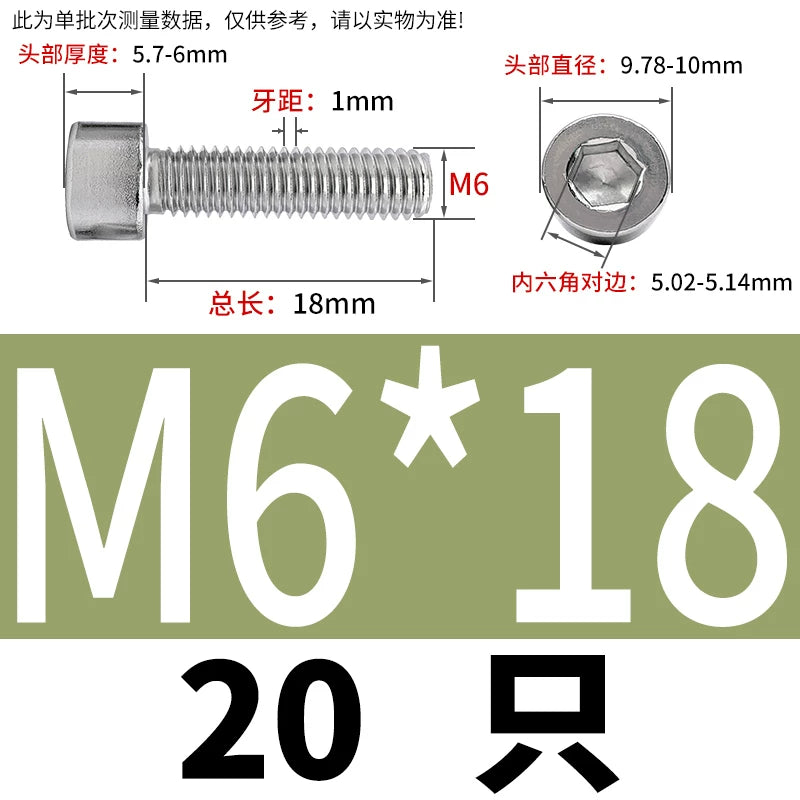 GB70.1 M2-M8 316 Stainless Steel Screw Hex Socket Cup/Cylindrical Head Fastener