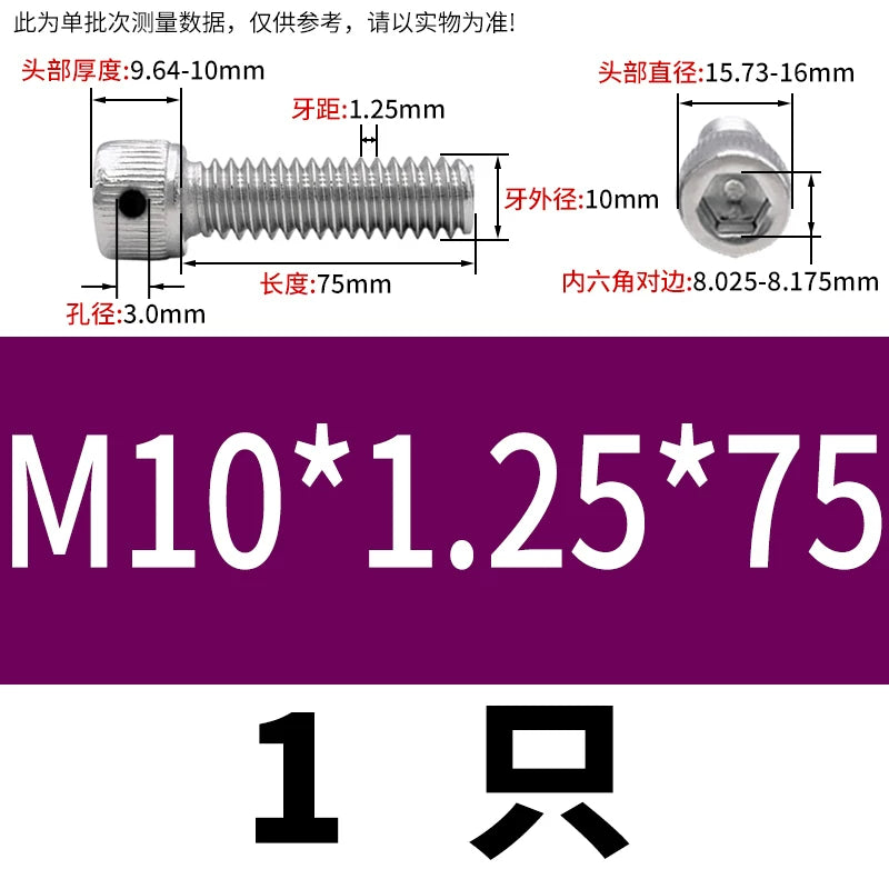 DIN912 304/316 Screw Fine Thread Side Hole Anti-Drop Screw with Safety Hole and Lead Seal
