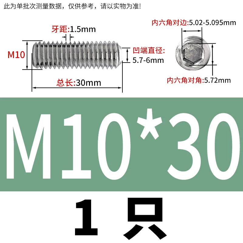 DIN916 M3-M10  316 Stainless Steel Concave End Set Screw Hex Socket Headless Fastener