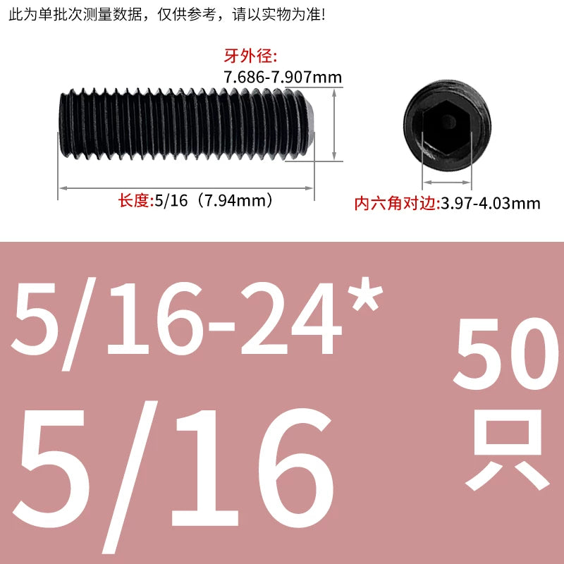 5/16-24 3/8-24 1/2-20 5/8-18 UNF Grade 12.9 Hex Socket Screw Fine Thread Concave End Fastener