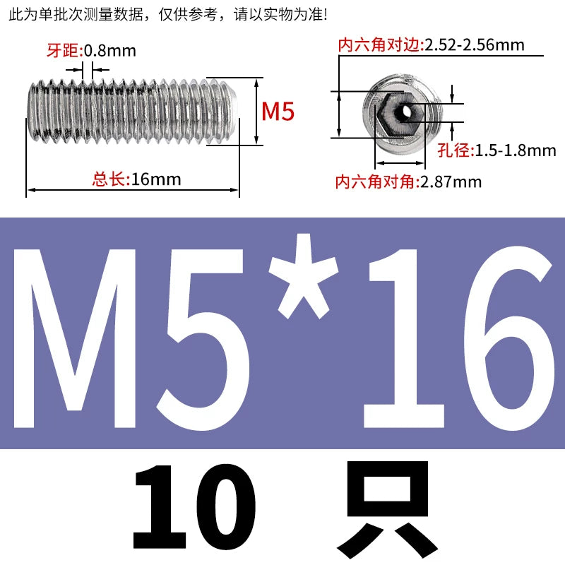 DIN913 Hex Socket Set Screw 304/316 Hollow Perforated Vacuum Exhaust Screw