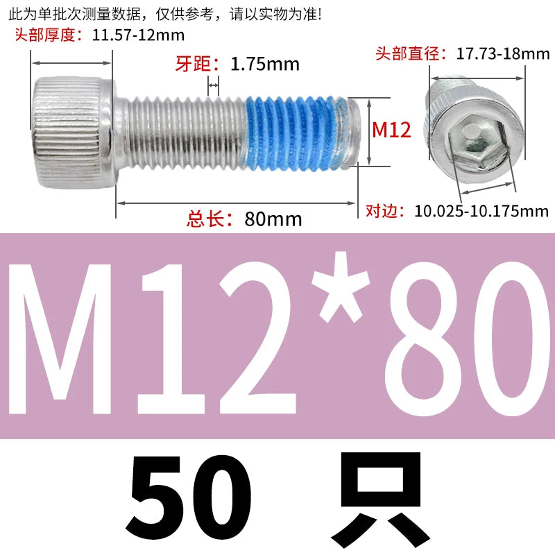 DIN912 Screw M1.4-M24  304 Stainless Steel Cup Head Hex Socket Coated Anti-Loose Bolt