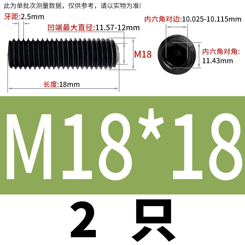 DIN916/GB80 M1.6-M24 Concave End Screw | 12.9 Grade Hex Socket Headless Industrial Set Screw
