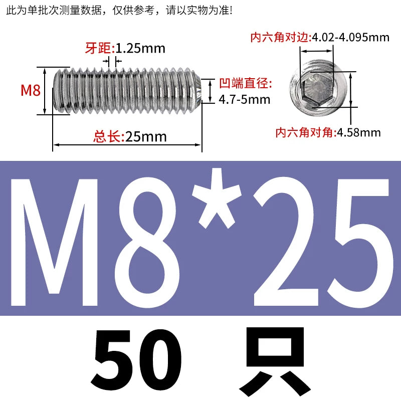 916K Headless Set Screw 304/316L Stainless Steel Hex Socket Knurled Concave End Threaded