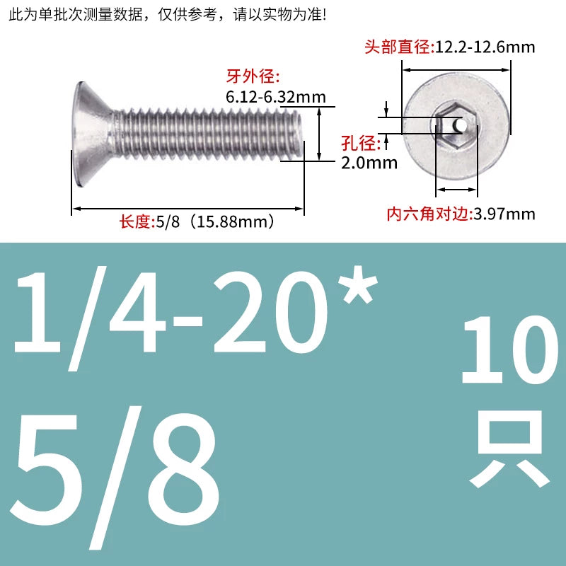 UNC/UNF 304/316 Stainless Steel Screw Hex Socket Countersunk Hollow Through-Hole Vacuum Exhaust Fastener