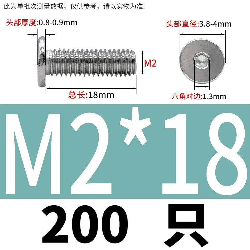 10.9 / 304 Stainless Steel Black Hex Screw CM Ultra-Thin Large Flat Head Low Profile C-Head Flat Shank M1.6-M12