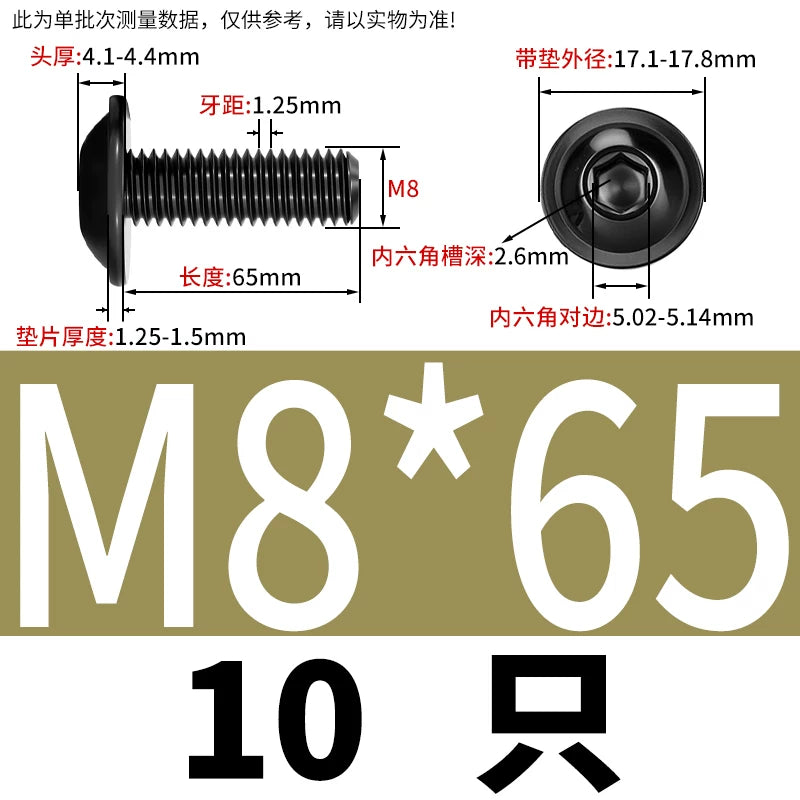 Black 304 Stainless Steel ISO7380.2 Screws | M2-M10 Semi-Round Head Hex Flange Machine Screws