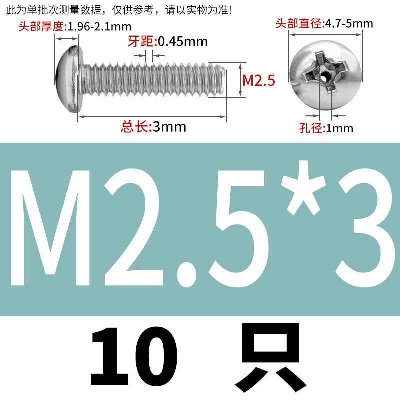 304/316 Stainless Steel Screw M2-M10 Phillips Pan Head Hollow Through-Hole Vacuum Exhaust Fastener