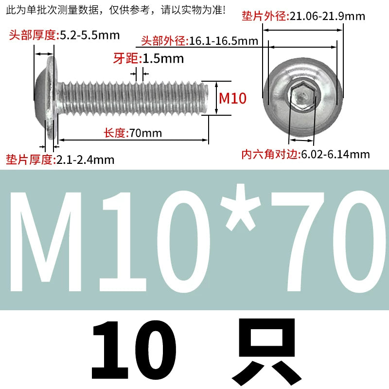 ISO7380.2  M2-M10 Hex Socket Screw 304/316 Stainless Steel Pan Head Flanged Padded Screw