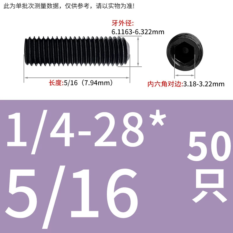 2 #-3/4UNC/UNF Grade 12.9 Screw Imperial Concave End Hex Headless Machine Rice Stop Screw
