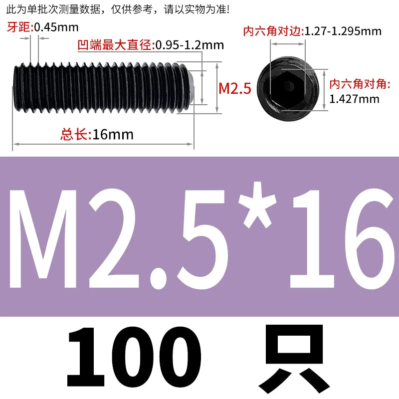 DIN916/GB80 M1.6-M24 Concave End Screw | 12.9 Grade Hex Socket Headless Industrial Set Screw