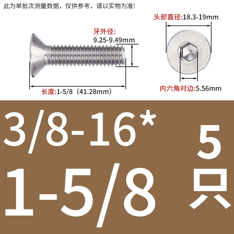 UNC/UNF 304/316 Imperial Machine Screw Stainless Steel Countersunk Flat Head Hex Socket Screw