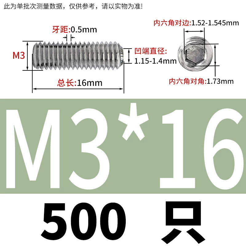916K Headless Set Screw 304/316L Stainless Steel Hex Socket Knurled Concave End Threaded