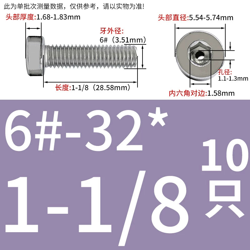 UNC/UNF 304 Imperial Screw Hex Low Head Hollow Exhaust Threading Thin Head Fastener