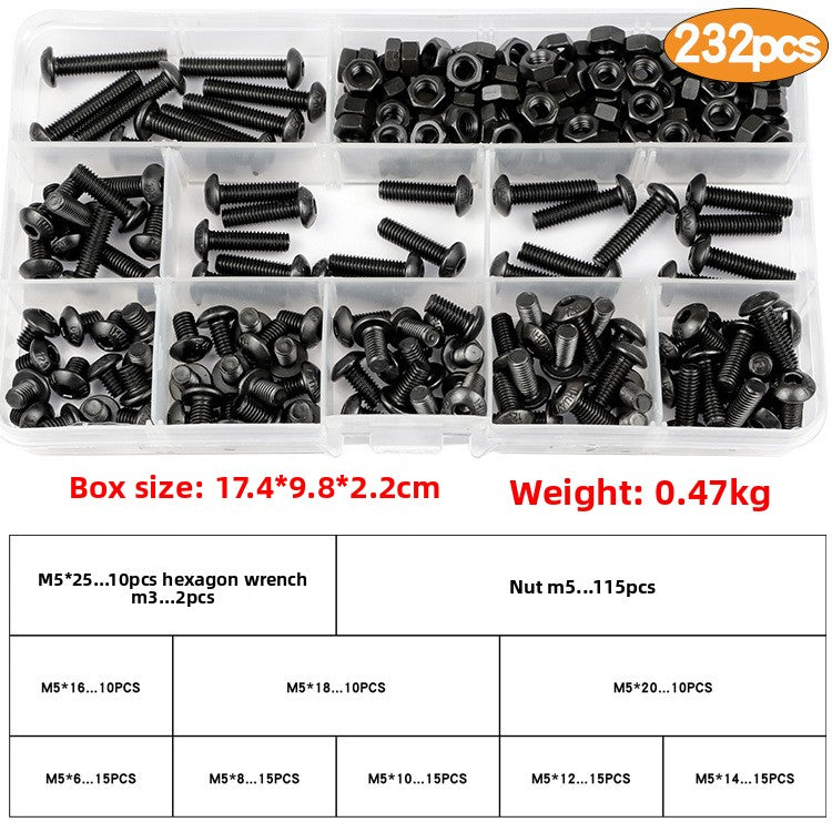 10.9 High Strength Round Head Hex Screws Nut Set Black Round Head Bolts Boxed Screws