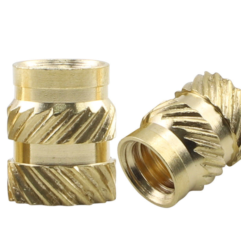 M3 M4 M5 Twill Texture Figure-8 Injection Molding Copper Nut & 8-Shape Hot Melt Copper Inserts Knurled Through Hole Copper Nuts  for Injection Molding