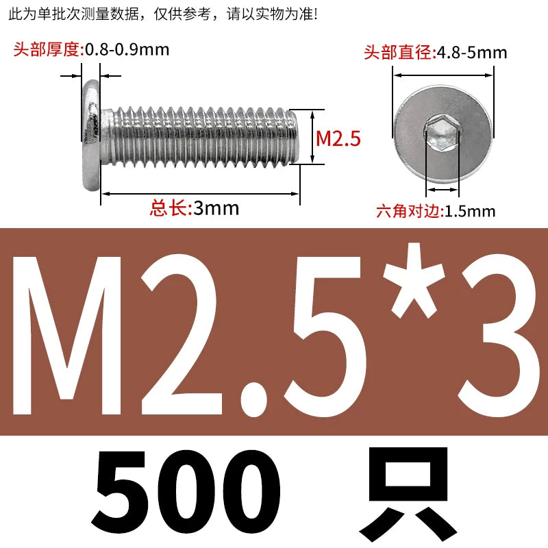 10.9 / 304 Stainless Steel Black Hex Screw CM Ultra-Thin Large Flat Head Low Profile C-Head Flat Shank M1.6-M12