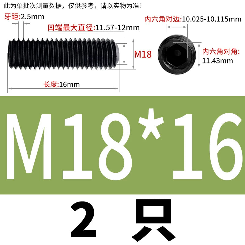 DIN916/GB80 M1.6-M24 Concave End Screw | 12.9 Grade Hex Socket Headless Industrial Set Screw