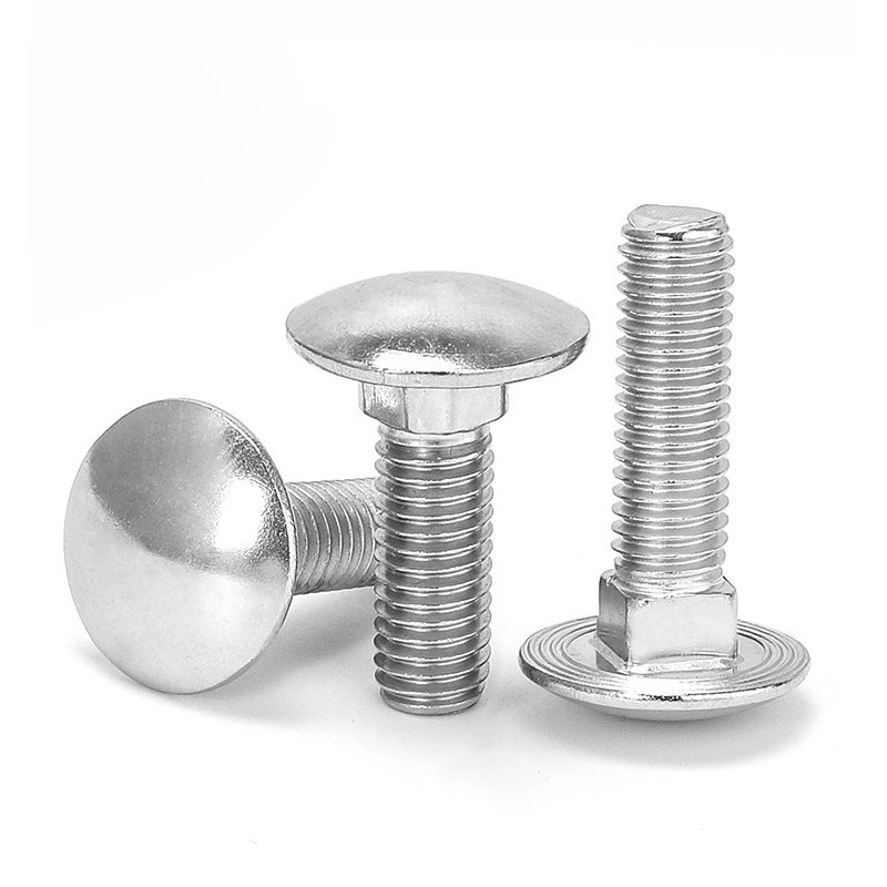 M5/M6/M8 Carbon Steel Galvanized Carriage Screws Carriage Bolts Half Round Head Square Neck Screws Shelf Bridge Screws for Furniture Assembly & Structural Support
