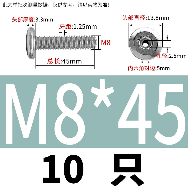 Thin Head Hex Socket Hollow Screws with Chamfered Edge, 304 Stainless Steel Vented Bolts