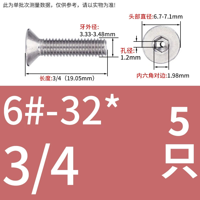 UNC/UNF 304/316 Stainless Steel Screw Hex Socket Countersunk Hollow Through-Hole Vacuum Exhaust Fastener