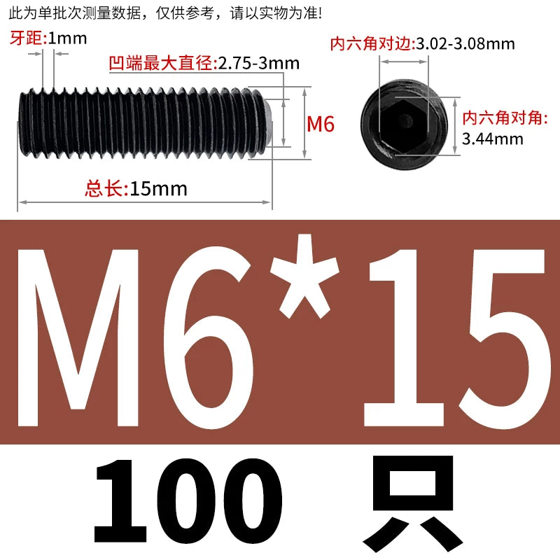 DIN916/GB80 M1.6-M24 Concave End Screw | 12.9 Grade Hex Socket Headless Industrial Set Screw
